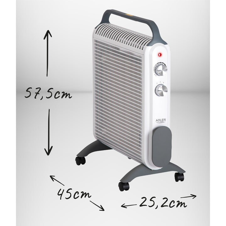 Convector de încălzire, pe roți, 2 niveluri de putere, max 2000W, termostat, AD 7750