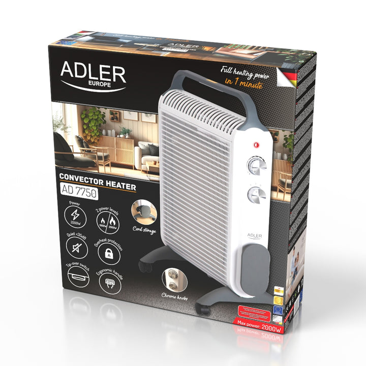 Convector de încălzire, pe roți, 2 niveluri de putere, max 2000W, termostat, AD 7750