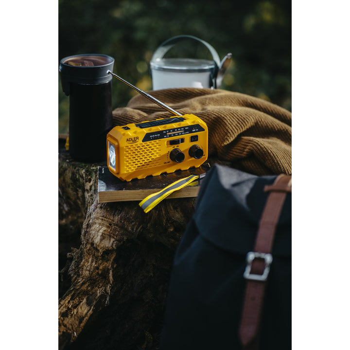 Radio solar Adler, baterie reîncărcabilă de 1200 mAh, lanternă, manivelă, AD 1197
