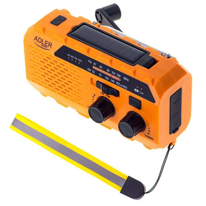 Radio solar Adler, baterie reîncărcabilă de 1200 mAh, lanternă, manivelă, AD 1197