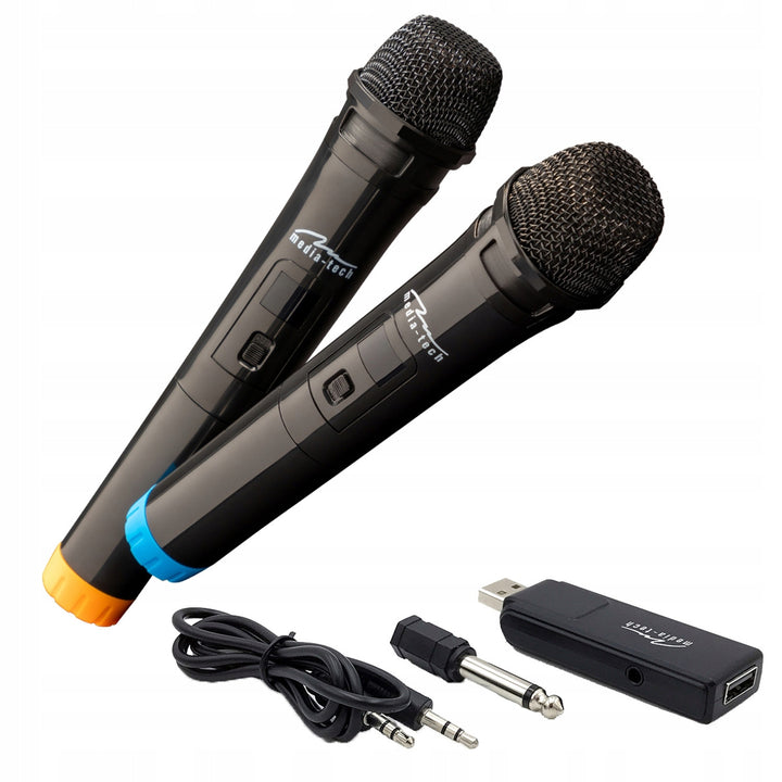 Două microfoane fără fir cu receptor USB pentru difuzor cu funcție karaoke, Mediatech MT395