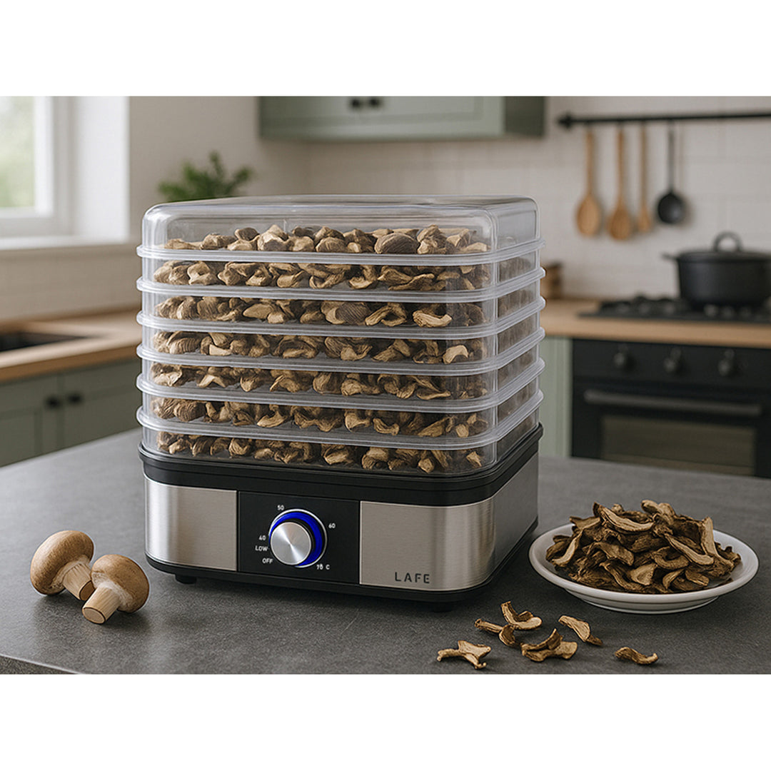 Uscător Lafe, pentru ciuperci, fructe, legume, 250W, 5 sită, control temperatură, NutriDry