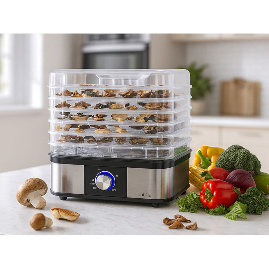 Uscător Lafe, pentru ciuperci, fructe, legume, 250W, 5 sită, control temperatură, NutriDry