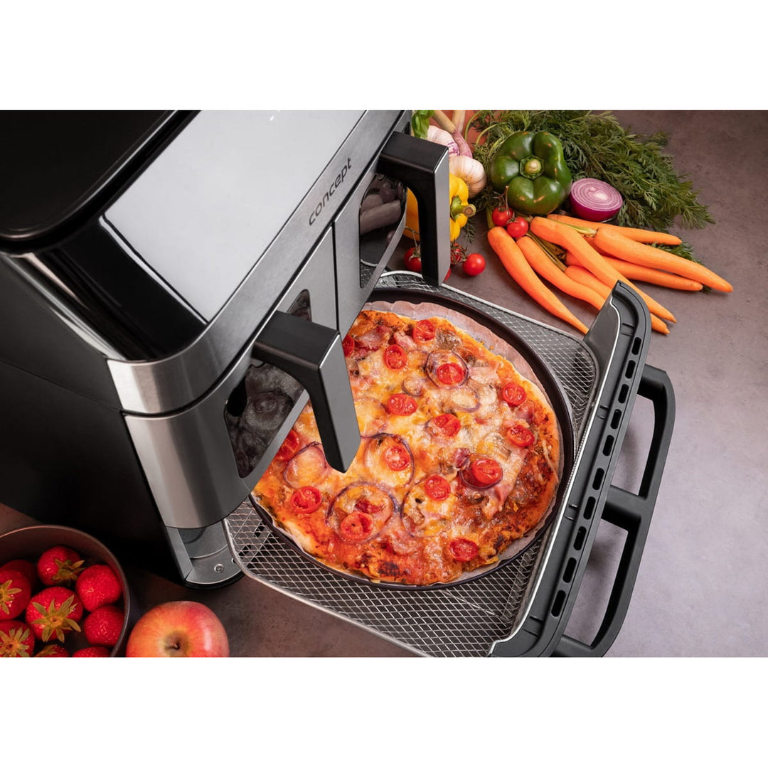 Concept friteuză fără grăsime, 3 sertare separate, gătit sincronizat, 8 programe prestabilite, FR9000