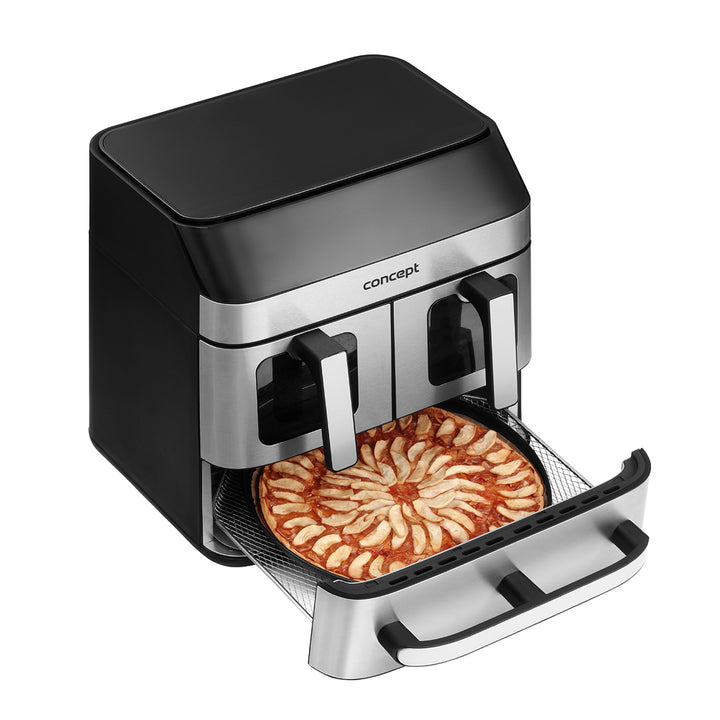 Concept friteuză fără grăsime, 3 sertare separate, gătit sincronizat, 8 programe prestabilite, FR9000