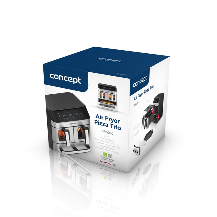 Concept friteuză fără grăsime, 3 sertare separate, gătit sincronizat, 8 programe prestabilite, FR9000