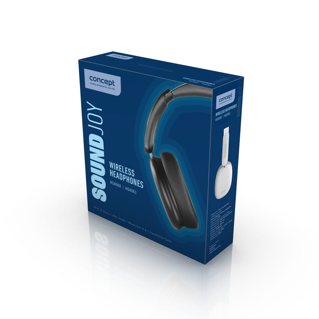 Căști in-ear wireless Concept SoundJoy, până la 70 de ore timp de redare, Bluetooth 5.4, încărcare rapidă, anulare activă a zgomotului până la 33dB, negru, HS4060