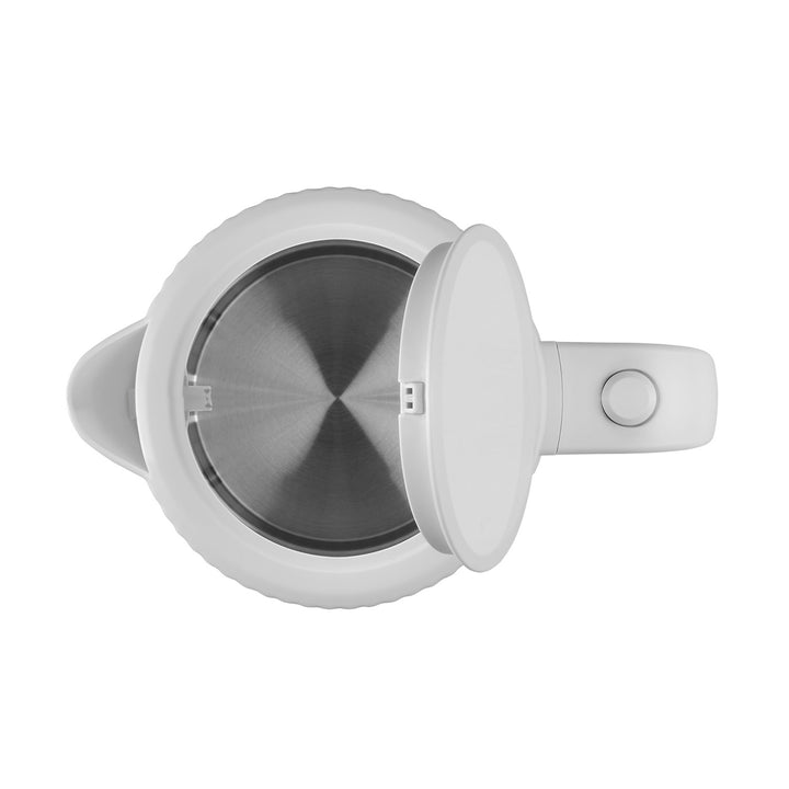 Ceainic electric Concept din plastic, 1.7L, design cu caneluri, sistem triplu de siguranță, filtru de sedimente, indicator al nivelului apei, alb, RK2390