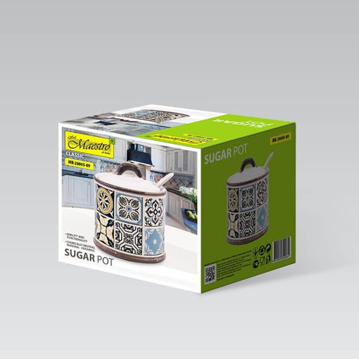 Vacanță în Porto bol de zahăr ceramic de Maestro, capacitate 300ml, complet cu lingură ceramică, MR-20005-09