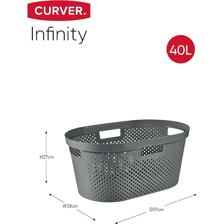 Curver Infinity Mangle / coș de rufe reciclat, capacitate 40L, gri închis, 100% reciclat, 245675