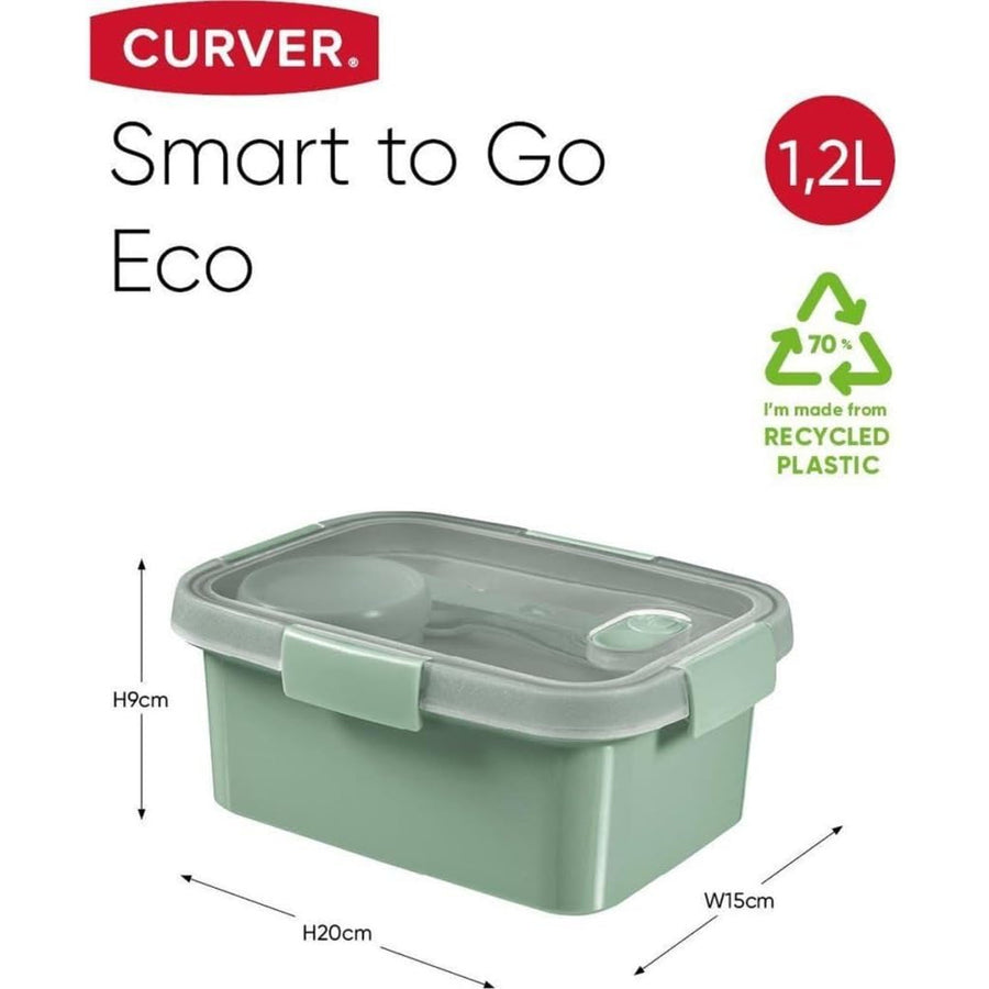 Recipient pentru alimente Curver, capac etanș, supapă în capac, 100% reciclat, poate fi folosit în cuptorul cu microunde, 250003