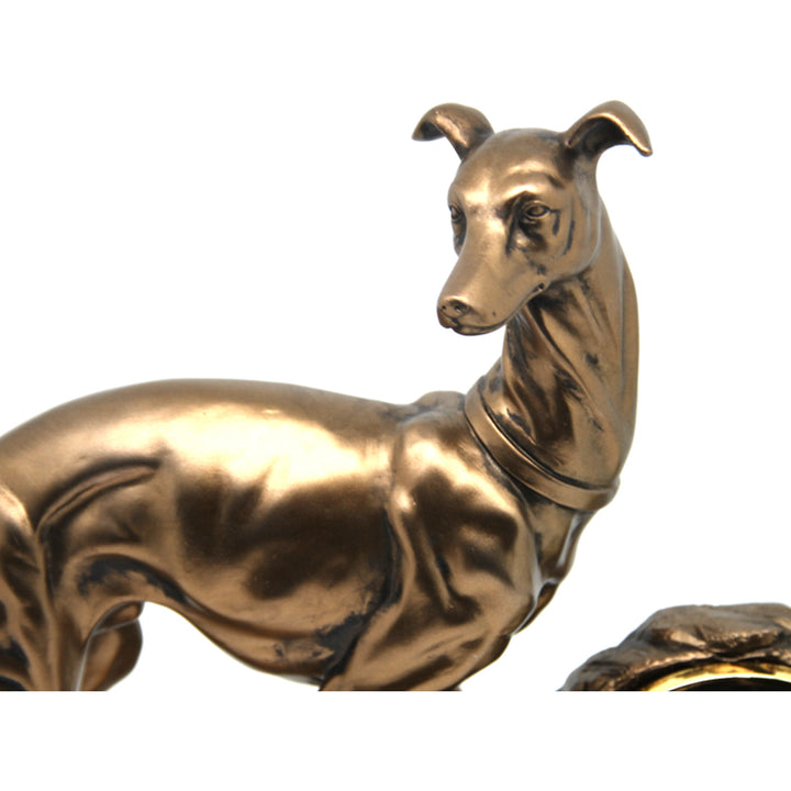 Figurină de câine, diagramă, ceas, sculptură decorativă din bronz, Regina Isabel