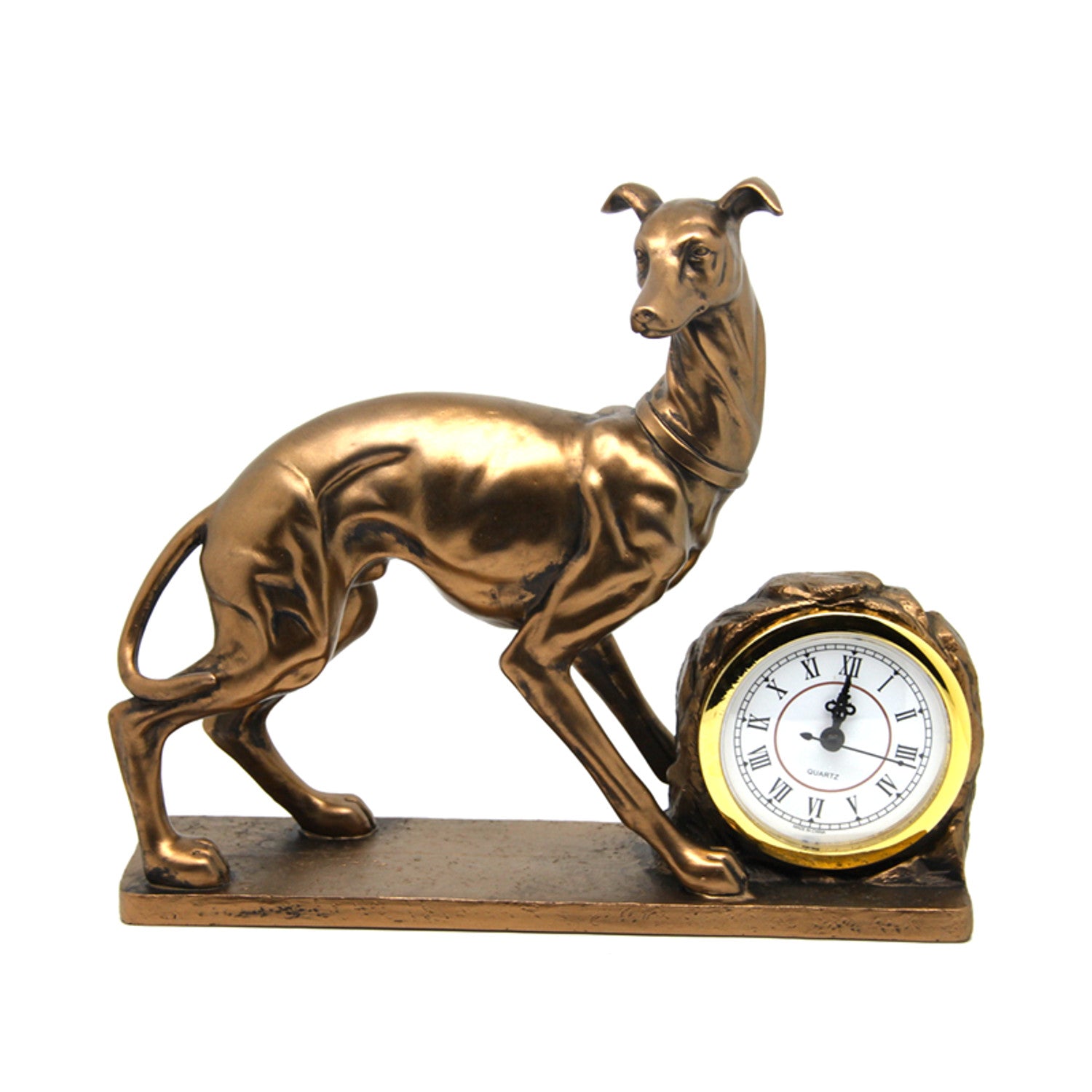 Figurină de câine, diagramă, ceas, sculptură decorativă din bronz, Reg ...