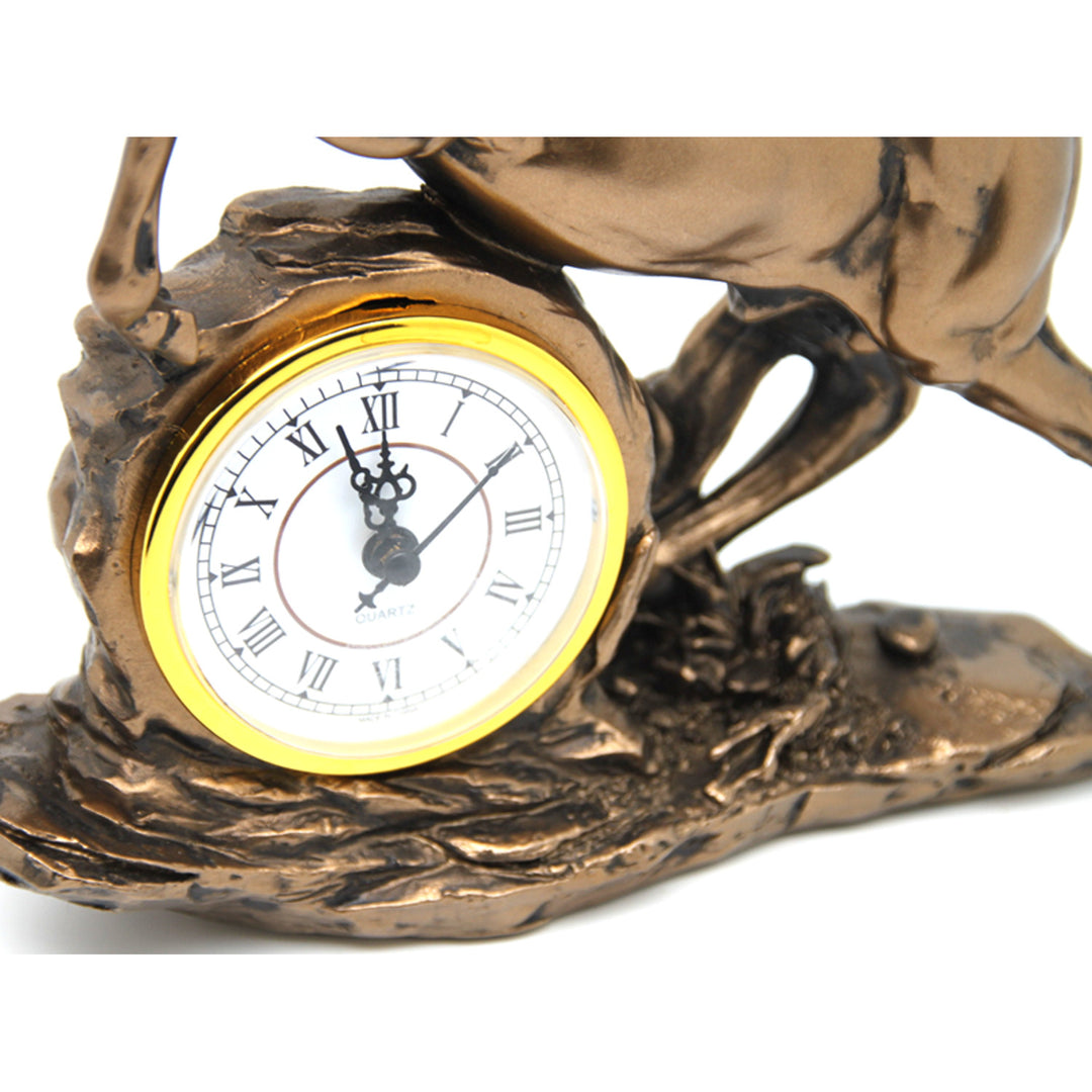 Figurină cal săritor, ceas, decorațiuni din bronz, Regina Isabel