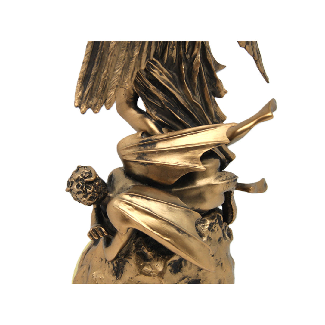 Arhanghelul Mihail figurină, ceas, bronz sculptură religioasă, Regina Isabel