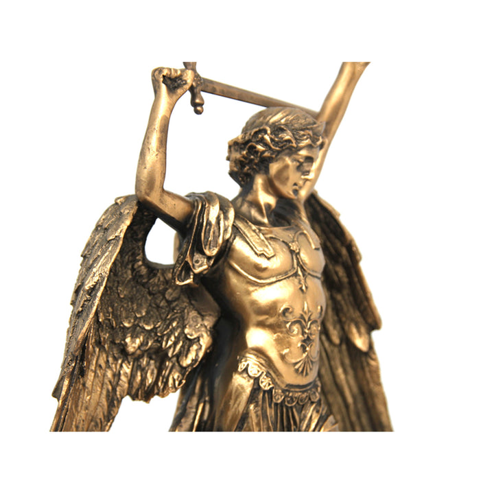 Arhanghelul Mihail figurină, ceas, bronz sculptură religioasă, Regina Isabel