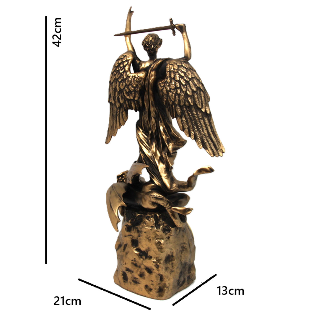 Arhanghelul Mihail figurină, ceas, bronz sculptură religioasă, Regina Isabel