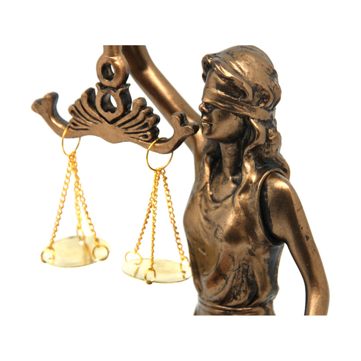 Figurine cu Themis cu solzi și sabie, suporturi de carte, Regina Isabel, 2 bucăți