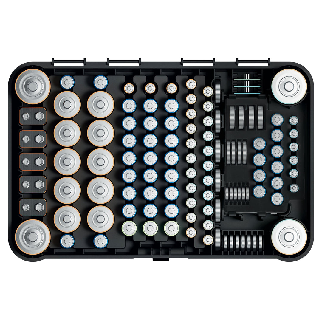 Organizator de baterii GreenBlue, capac transparent, 115 spații, Varta Box GB189, 5 bucăți