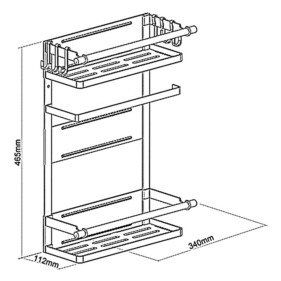 Maclean raft magnetic pentru frigider / mașină de spălat, negru, 12kg max, MC-910, 4 bucăți