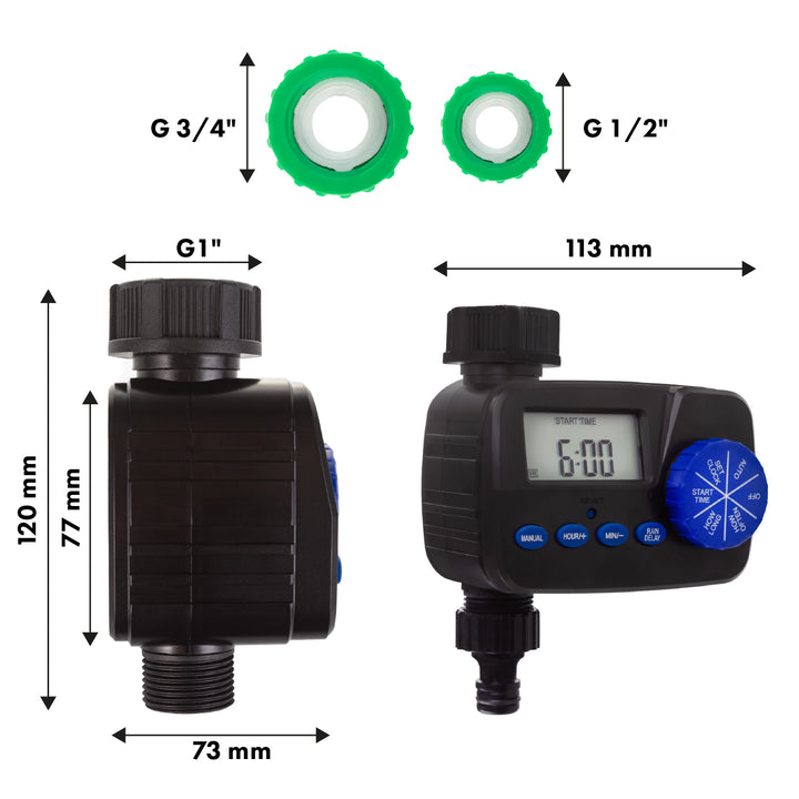 Controler electronic de irigare GreenBlue, programator, sursă de alimentare 2x1.5V AA, GB390 + 2x Varta Industrial baterie alcalină AA