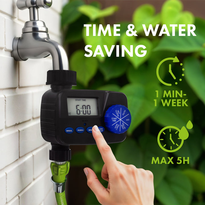 Controler electronic de irigare GreenBlue, programator, sursă de alimentare 2x1.5V AA, GB390 + 2x Varta Industrial baterie alcalină AA