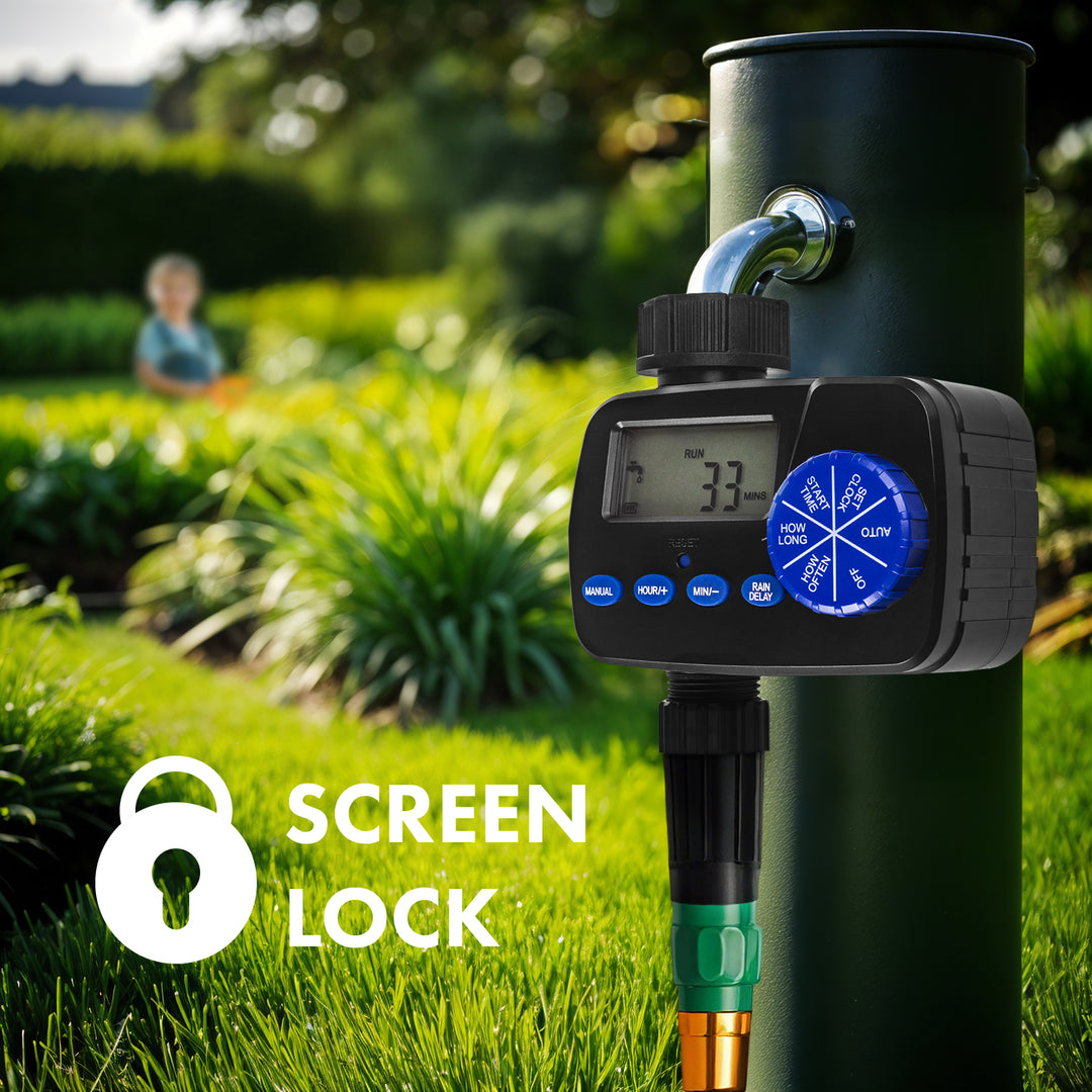 Controler electronic de irigare GreenBlue, programator, sursă de alimentare 2x1.5V AA, GB390 + 2x Varta Industrial baterie alcalină AA