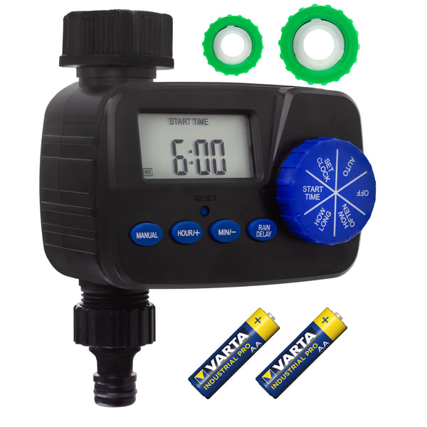 Controler electronic de irigare GreenBlue, programator, sursă de alimentare 2x1.5V AA, GB390 + 2x Varta Industrial baterie alcalină AA