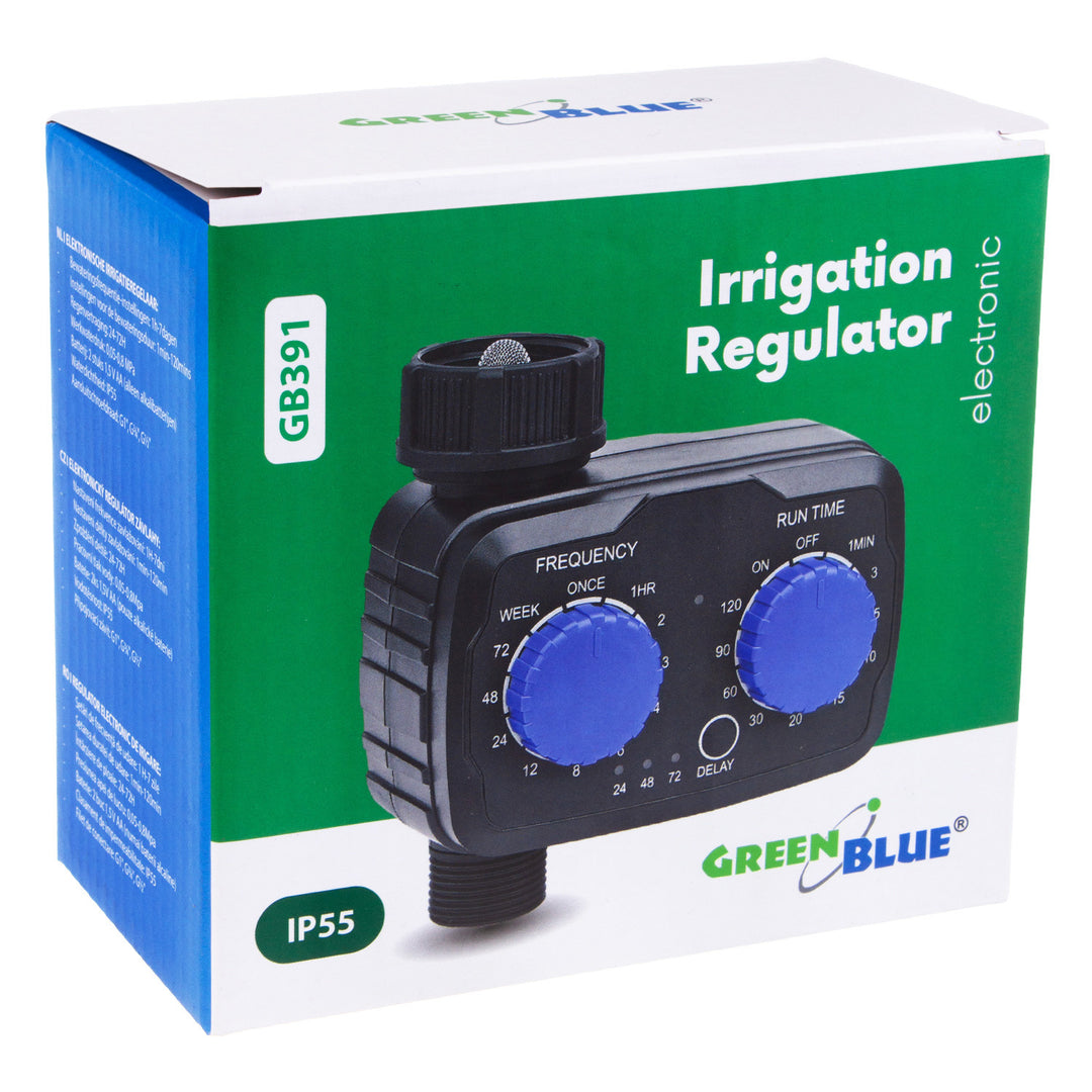 Controler electronic de irigare GreenBlue, programator, sursă de alimentare 2x 1.5V AA, GB391 + 2x Varta Industrial baterii alcaline AA