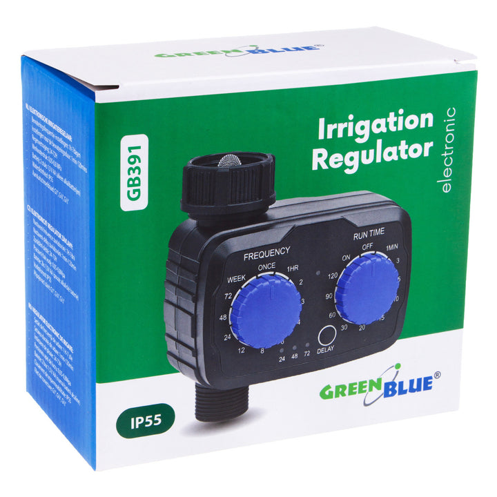 Controler electronic de irigare GreenBlue, programator, sursă de alimentare 2x 1.5V AA, GB391 + 2x Varta Industrial baterii alcaline AA