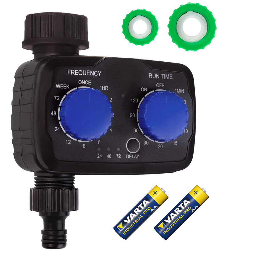 Controler electronic de irigare GreenBlue, programator, sursă de alimentare 2x 1.5V AA, GB391 + 2x Varta Industrial baterii alcaline AA