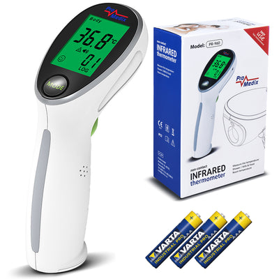 Termometru medical infraroșu fără contact Promedix PR-960 + 2x baterii AAA Varta Industrial