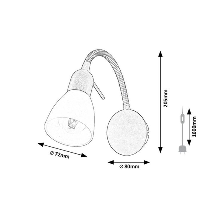 Rabalux lampă de perete, spot, filet bec E14, IP20, negru, Soma