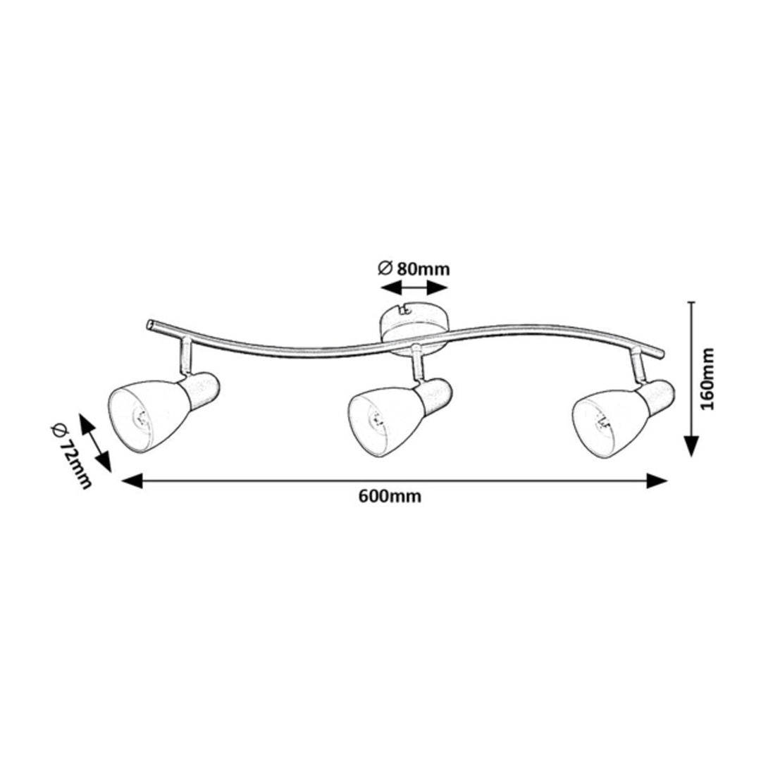 Rabalux plafonieră, spot, 3x E14 filet bec, IP20, negru, Soma