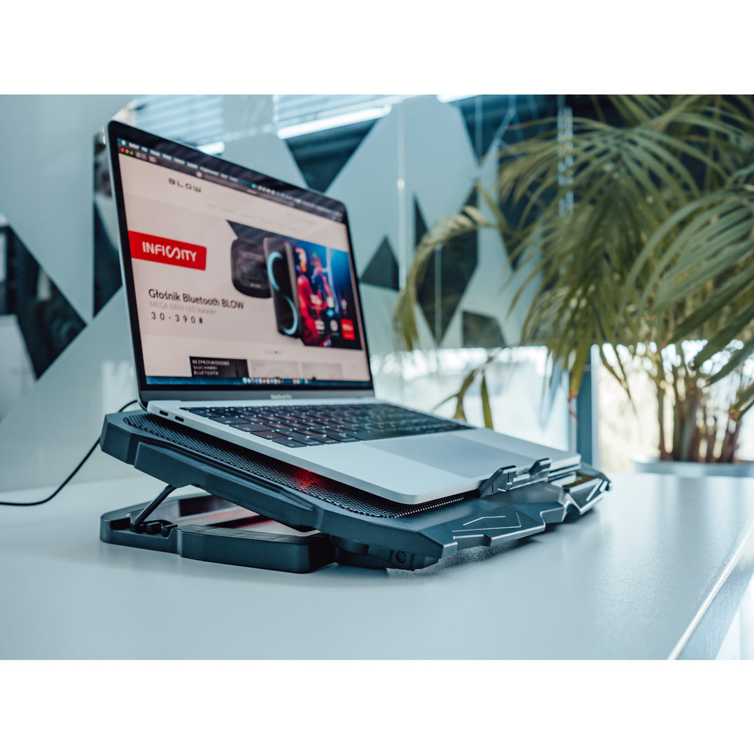 Suport de răcire pentru laptop Blow Hurricane, patru ventilatoare, iluminare roșie, hub USB încorporat