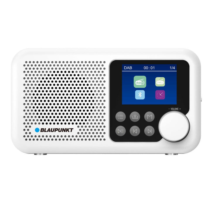 Radio portabil Blaupunkt, radio digital DAB+ și tuner FM, Bluetooth, ieșire pentru căști, afișaj color de 2,4 inch, funcție ceas și alarmă, alimentat cu baterii și reîncărcabil prin USB-C, DR8WH