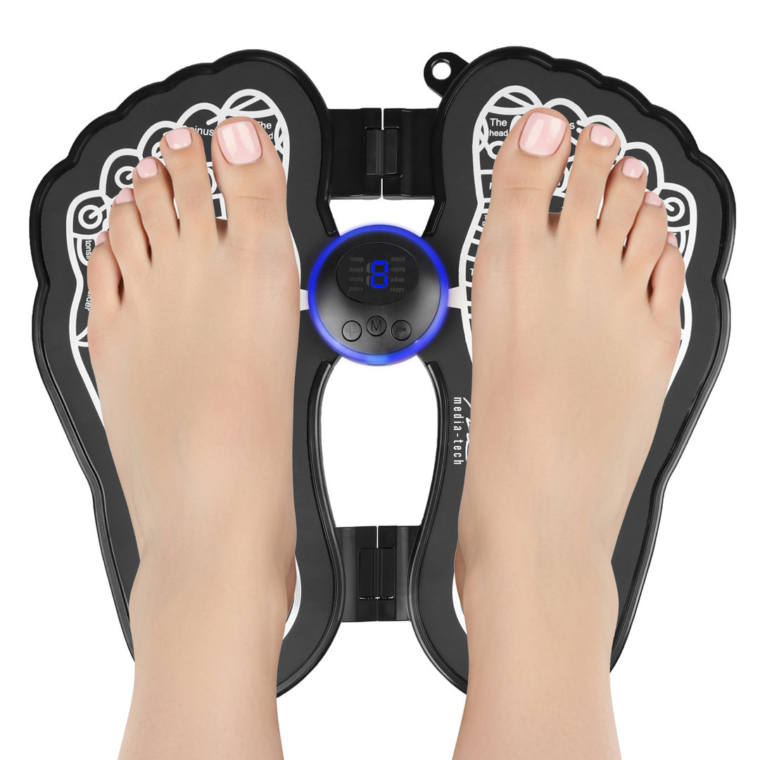 Aparat de masaj pentru picioare Media-Tech, masaj prin electrostimulare EMS, 8 moduri, 19 niveluri de intensitate, MT6527