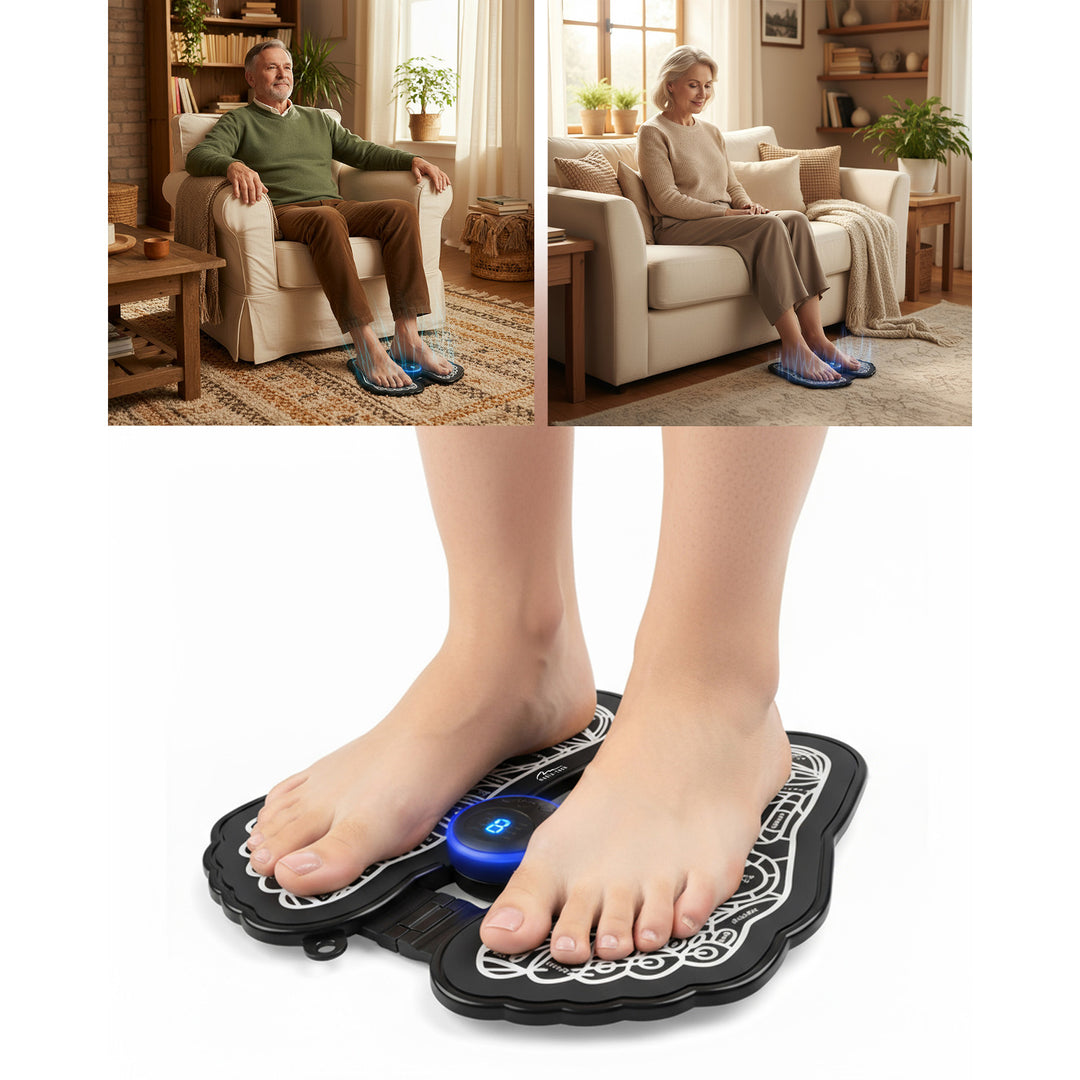 Aparat de masaj pentru picioare Media-Tech, masaj prin electrostimulare EMS, 8 moduri, 19 niveluri de intensitate, MT6527