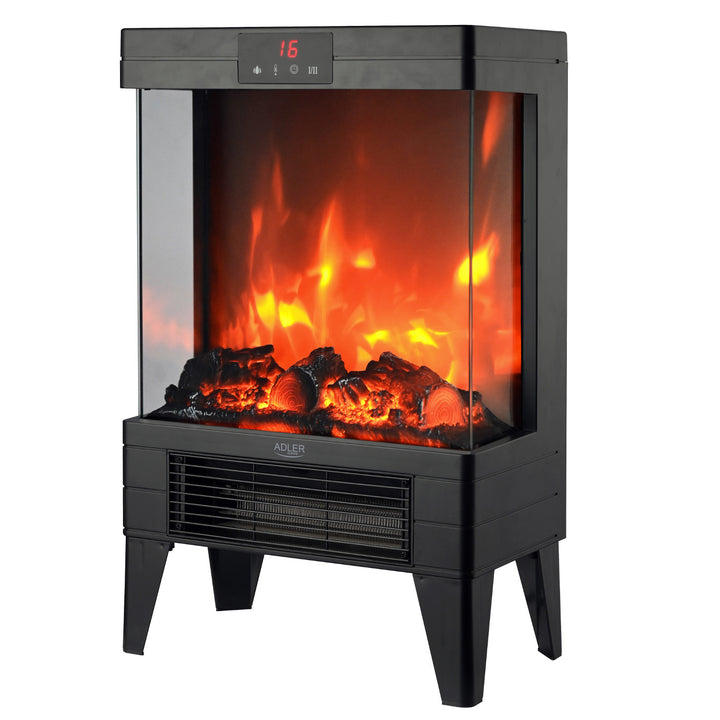 Șemineu electric LED cu telecomandă, 2 puteri de încălzire 1000W/2000W, termostat, Adler AD 7755