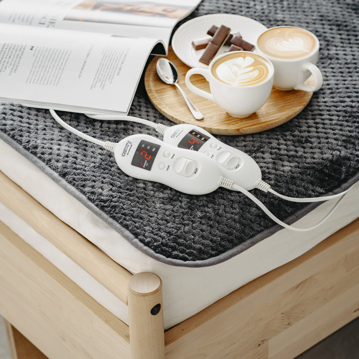 Camry pătură electrică, pentru 2 persoane, dimensiuni 150x160cm, 8 nivele de încălzire, putere 2 x 60W, gri, CR 7417