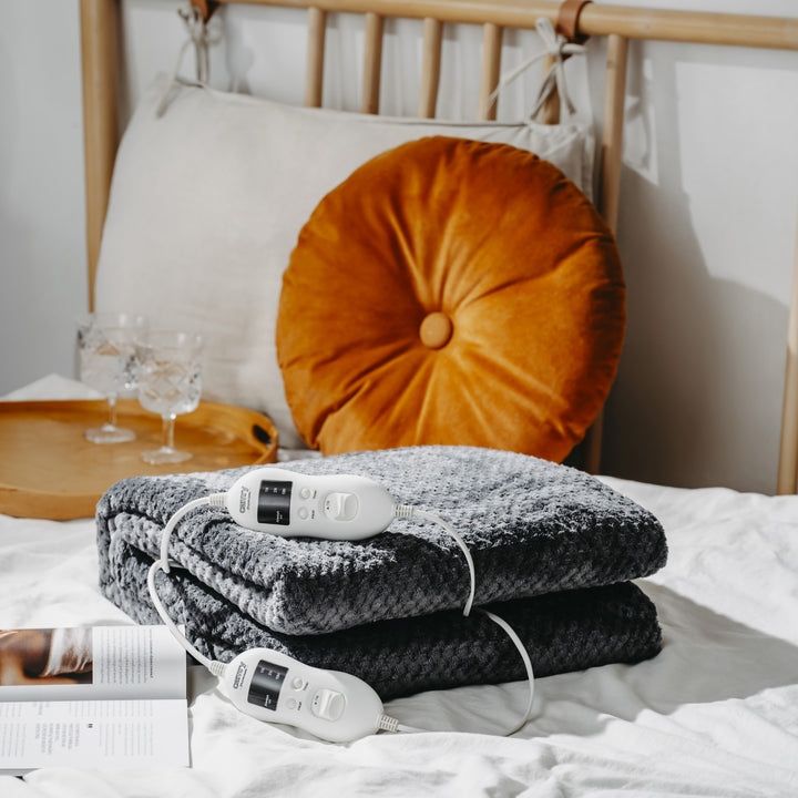 Camry pătură electrică, pentru 2 persoane, dimensiuni 150x160cm, 8 nivele de încălzire, putere 2 x 60W, gri, CR 7417