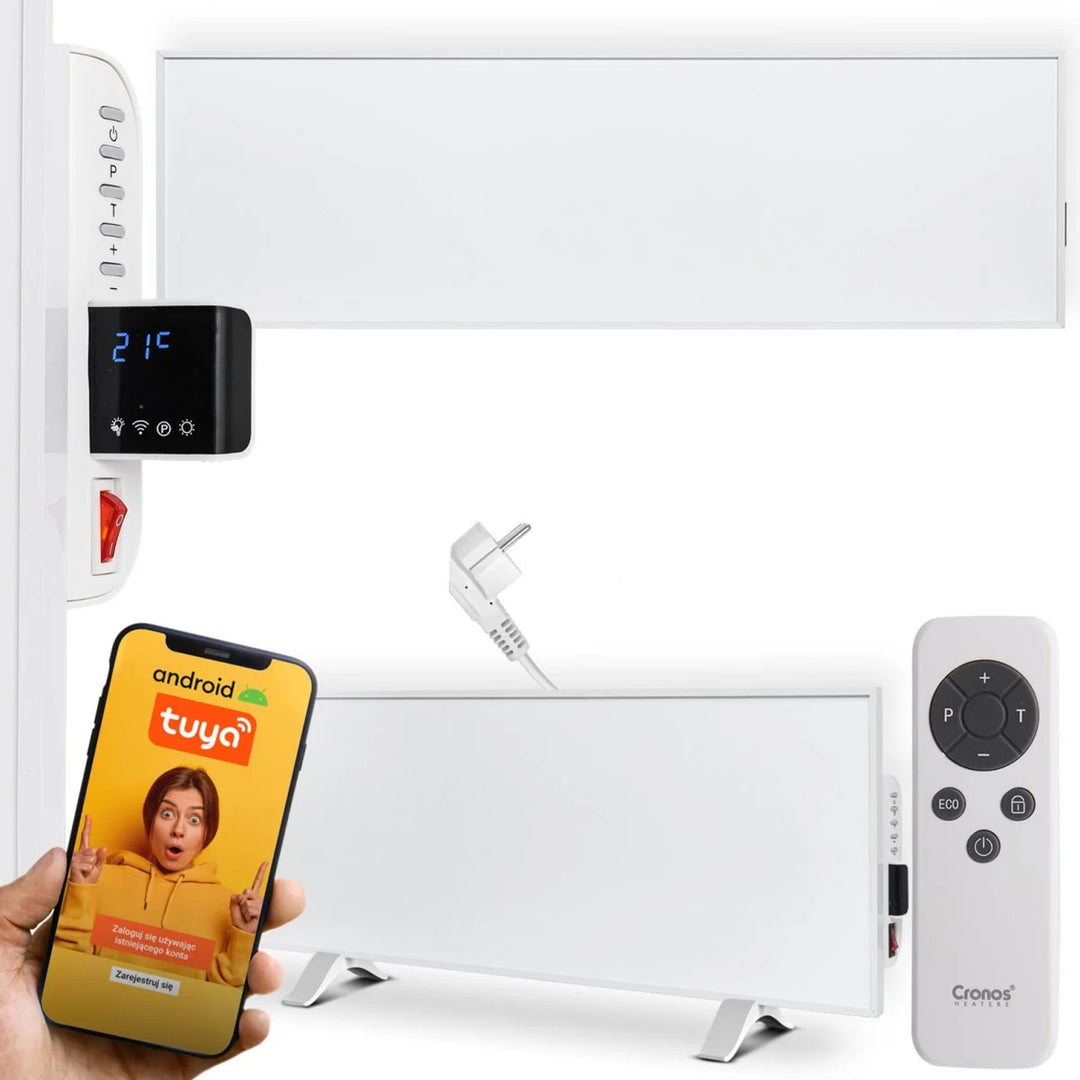 Încălzitor cu infraroșu Cronos, 330W, alb, antialergic, ultra-subțire, suprafață mată, încălzește o suprafață de până la 12m2, Synthelith PRO CRP-330TWP Alb