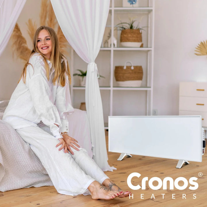Încălzitor cu infraroșu Cronos, 330W, alb, antialergic, ultra-subțire, suprafață mată, încălzește o suprafață de până la 12m2, Synthelith PRO CRP-330TWP Alb