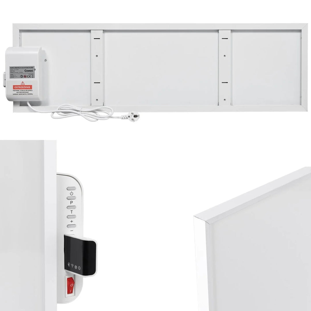 Încălzitor cu infraroșu Cronos, 330W, alb, antialergic, ultra-subțire, suprafață mată, încălzește o suprafață de până la 12m2, Synthelith PRO CRP-330TWP Alb