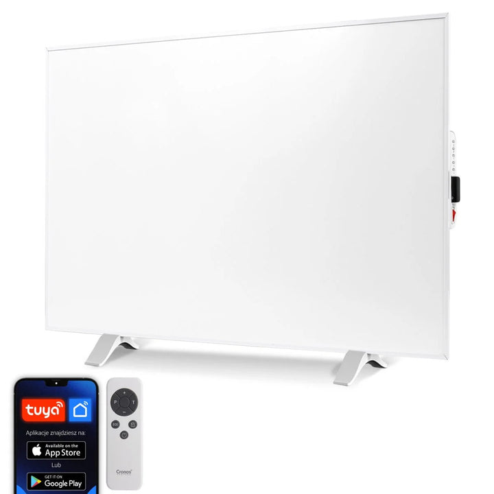 Încălzitor cu infraroșu Cronos, 500W, alb, antialergic, ultra-subțire, suprafață mată, încălzește până la 14m2, Synthelith PRO CRP-500TWP Alb