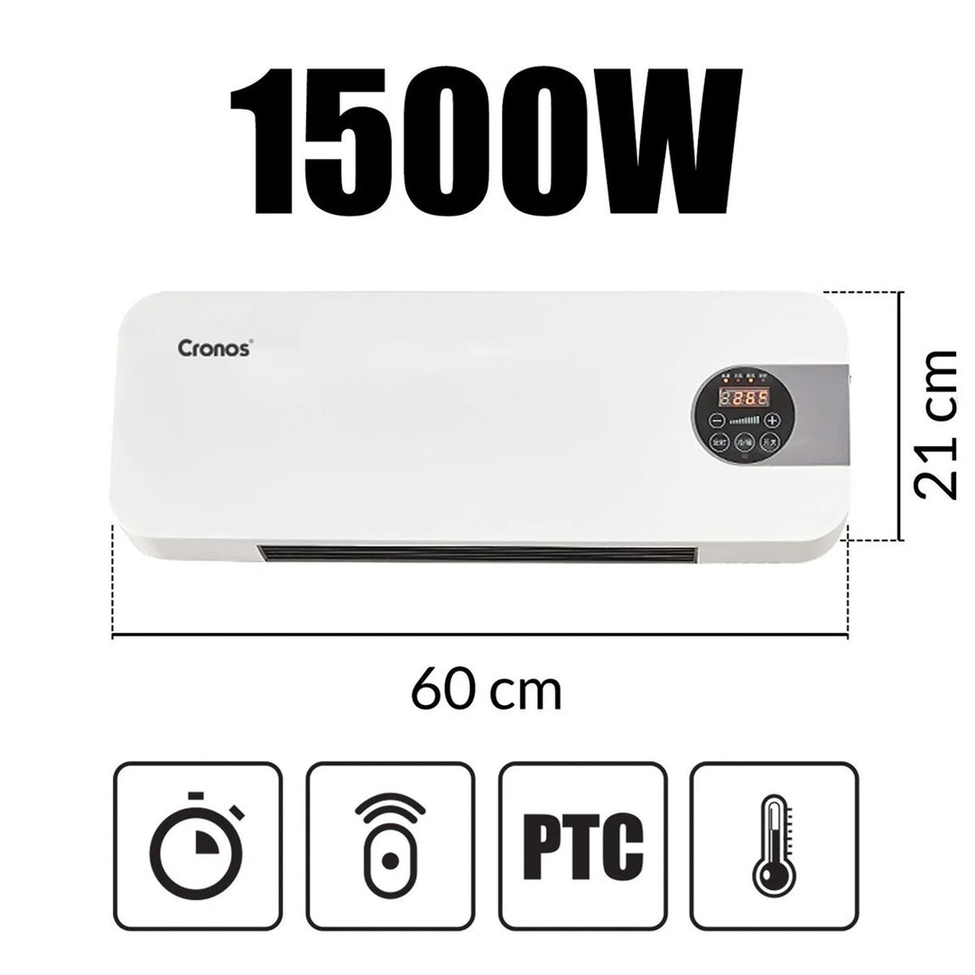 Cortină de aer cu ventilator Cronos, 1500W, consum redus de energie, unghi larg de evacuare, telecomandă, HFH-201