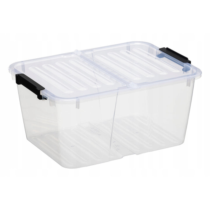 Plast Team Home Box Flex 15L container cu capac dublu, capac pliabil, clipsuri de siguranță, transparent, 23010800