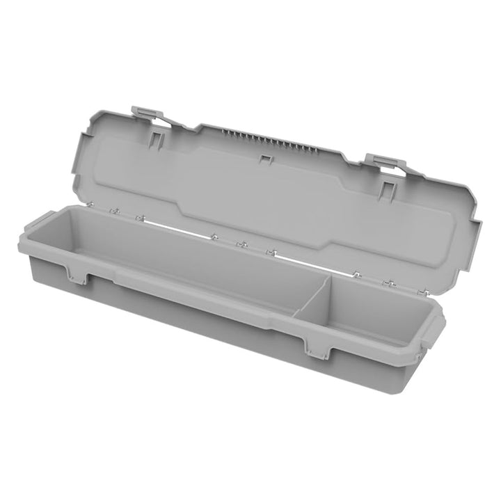 Cutia de scule Keter ROC Pro Gear 2.0, cu o capacitate de încărcare de 54 kg, este prevăzută cu mânere Pro Mount, include un organizator și poate fi agățată pe perete, 256984