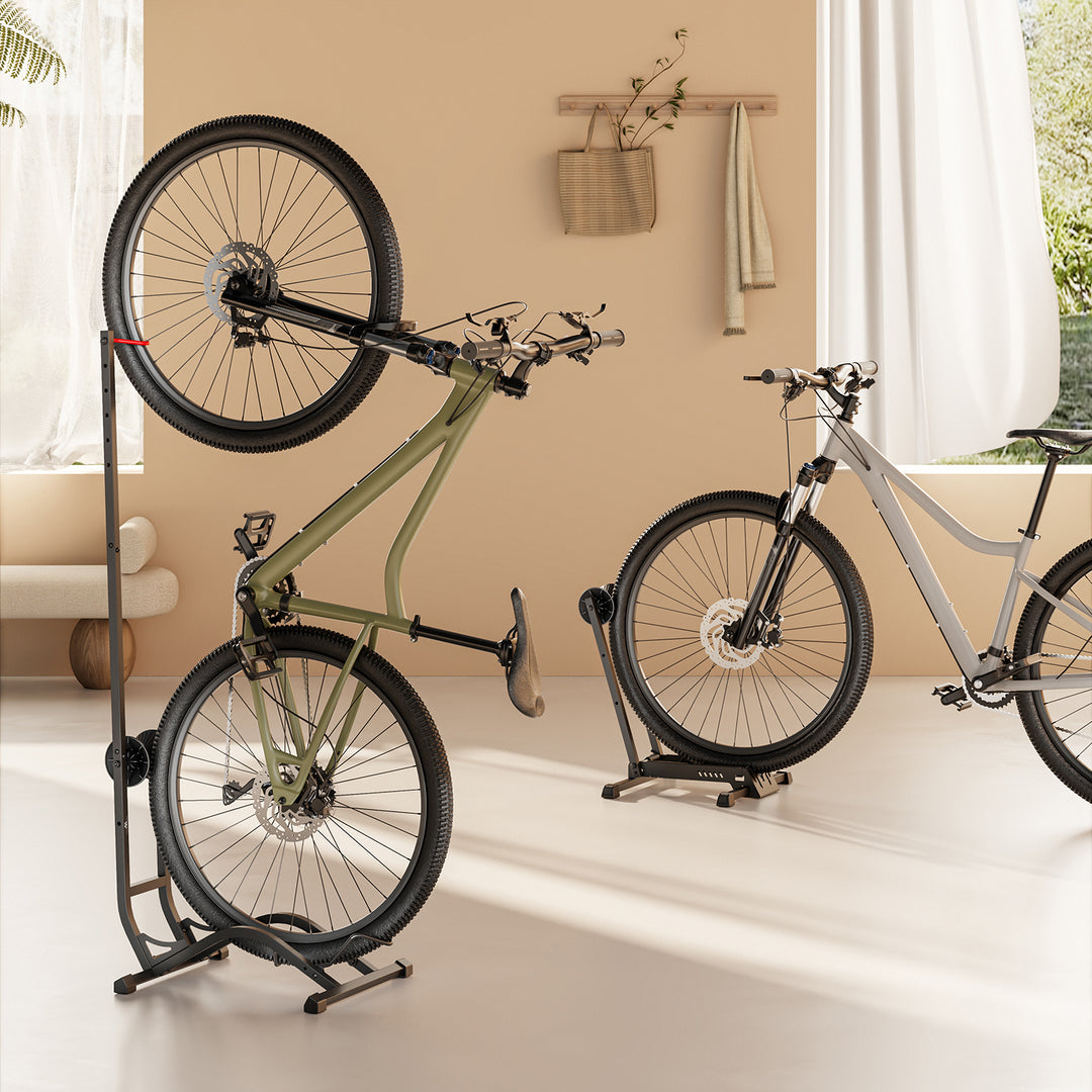 Suport de biciclete de podea Maclean, independent, orizontal/vertical, pentru depozitare, din oțel, sarcină maximă 35 kg, MC-170