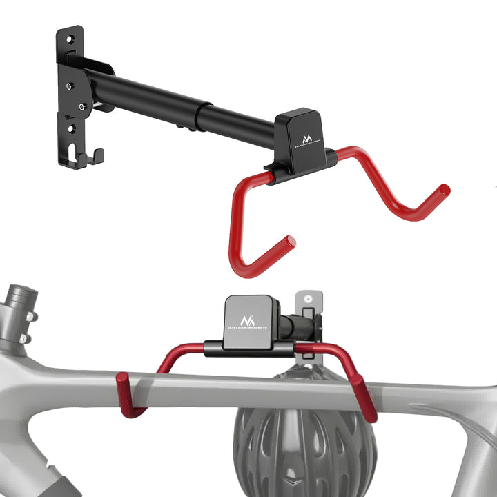 Suport de biciclete / cuier de perete Maclean, orizontal, oțel, sarcină maximă 30 kg, reglare unghi, MC-172